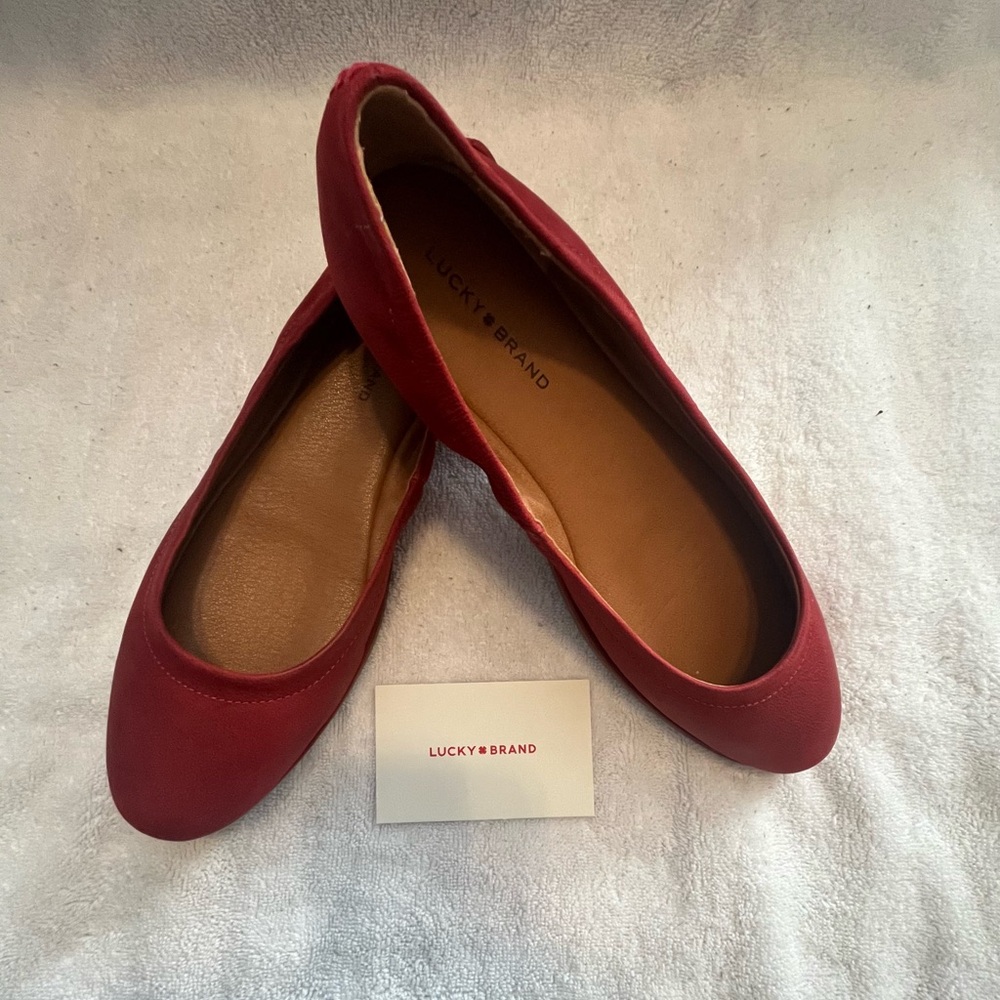 Lucky Brand Red Suede Flats NEW